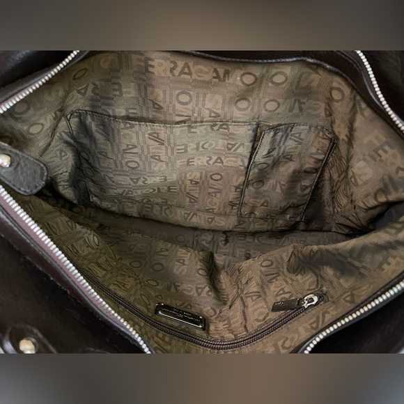 Salvatore Ferragamo Gancini Large Brown Pebbled Leather Satchel - Picture 4 of 4